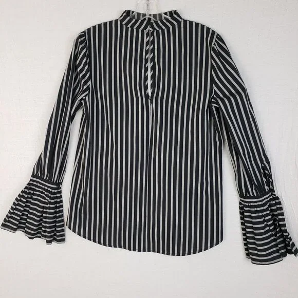 L'Academie The Felix Blouse Striped Bell Cuffs Victorian Modern size S Goth Boho - Picture 8 of 14